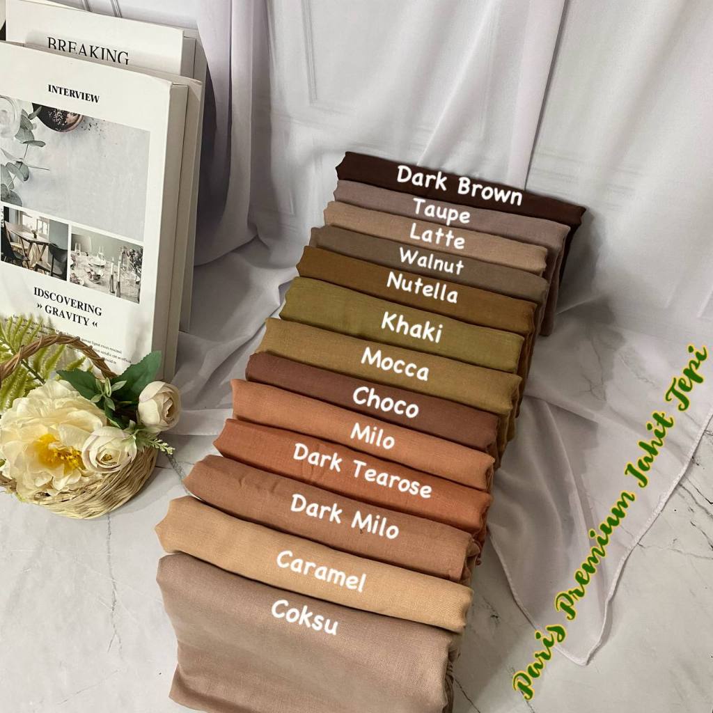 38 WARNA SEGIEMPAT PARIS VOAL PREMIUM ANTI LETOY JAHIT TEPI / HIJAB SQUARE KATUN PARIS UNTUK SEKOLAH