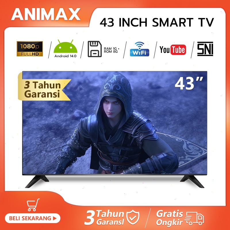 Animax Smart TV 43/32 inch TV Digital LED TV Android 32 Inch 43 inch Smart TV LED FHD WIFI-Youtube/N