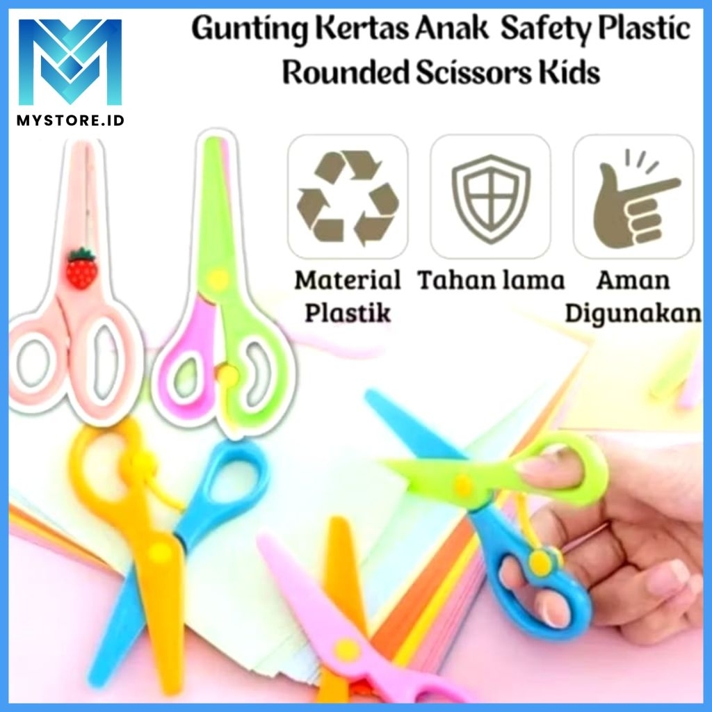 

Gunting Kertas Anak/Gunting Safety Lock Anak/Gunting Kertas Untuk Kerajinan Tangan Sekolah Anak-anak-RANDOM COLOUR