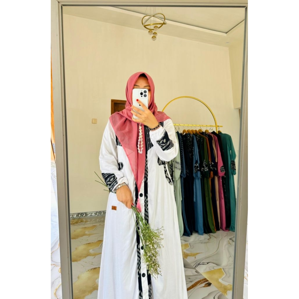 DAILY DRESS TENUN AJYAD WHITE BY FAREECHA_GAMIS TENUN TERBARU_GAMIS FAREECHA TERBARU