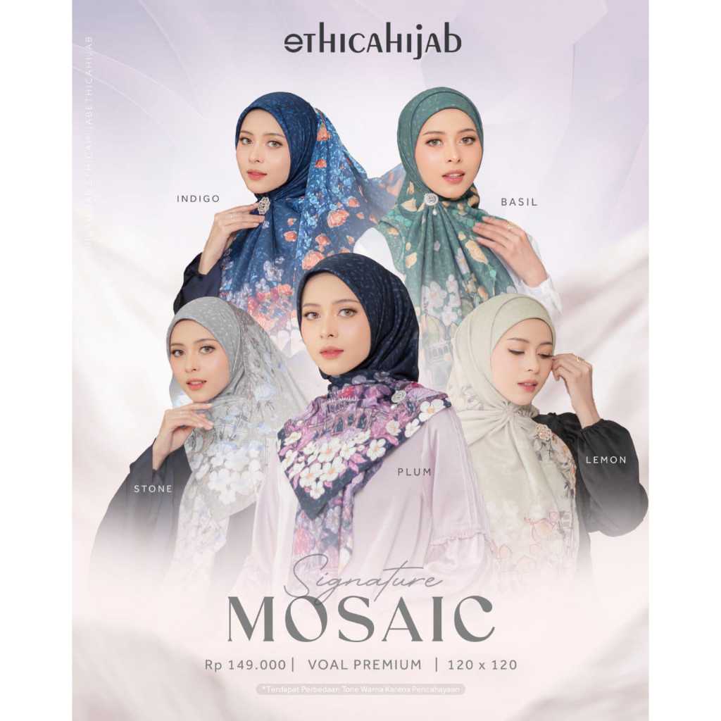 ETHICA HIJAB SIGNATURE MOSAIC/ HIJAB SYARI ETHICA SEGI EMPAT MOTIF TERBARU 2025