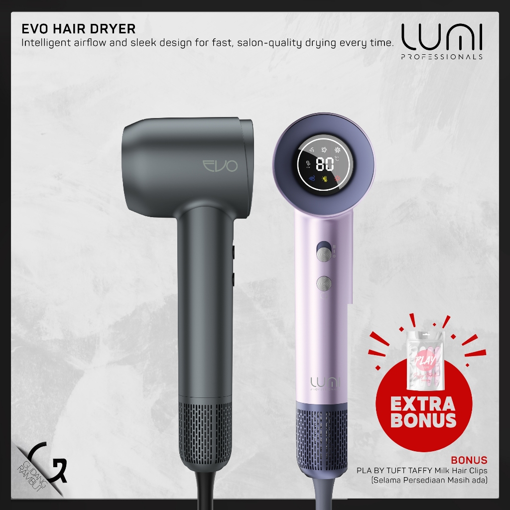 Lumi EVO BLDC Hair Dryer 1500w – Alat Pengering Rambut - 100% Original
