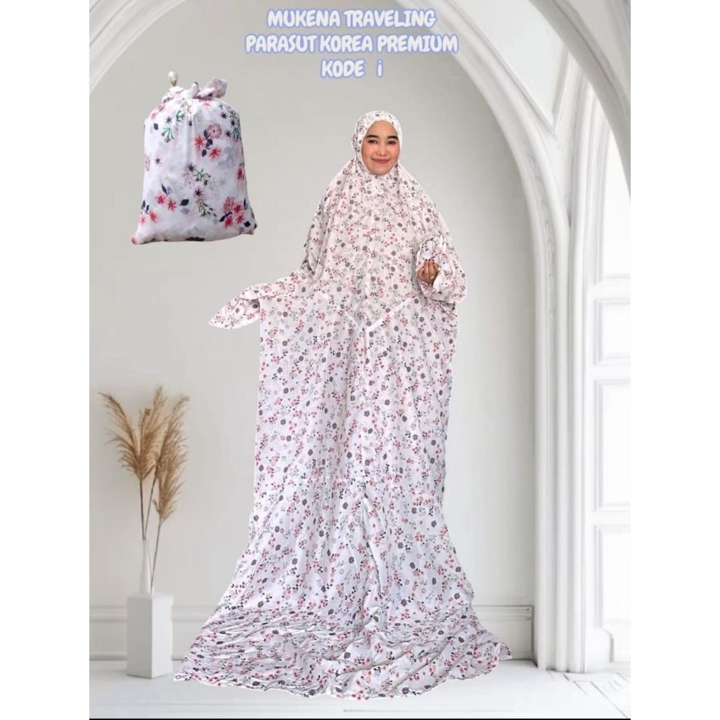 Mukena Terusan Dewasa Parasut Korea Mukena Travelling