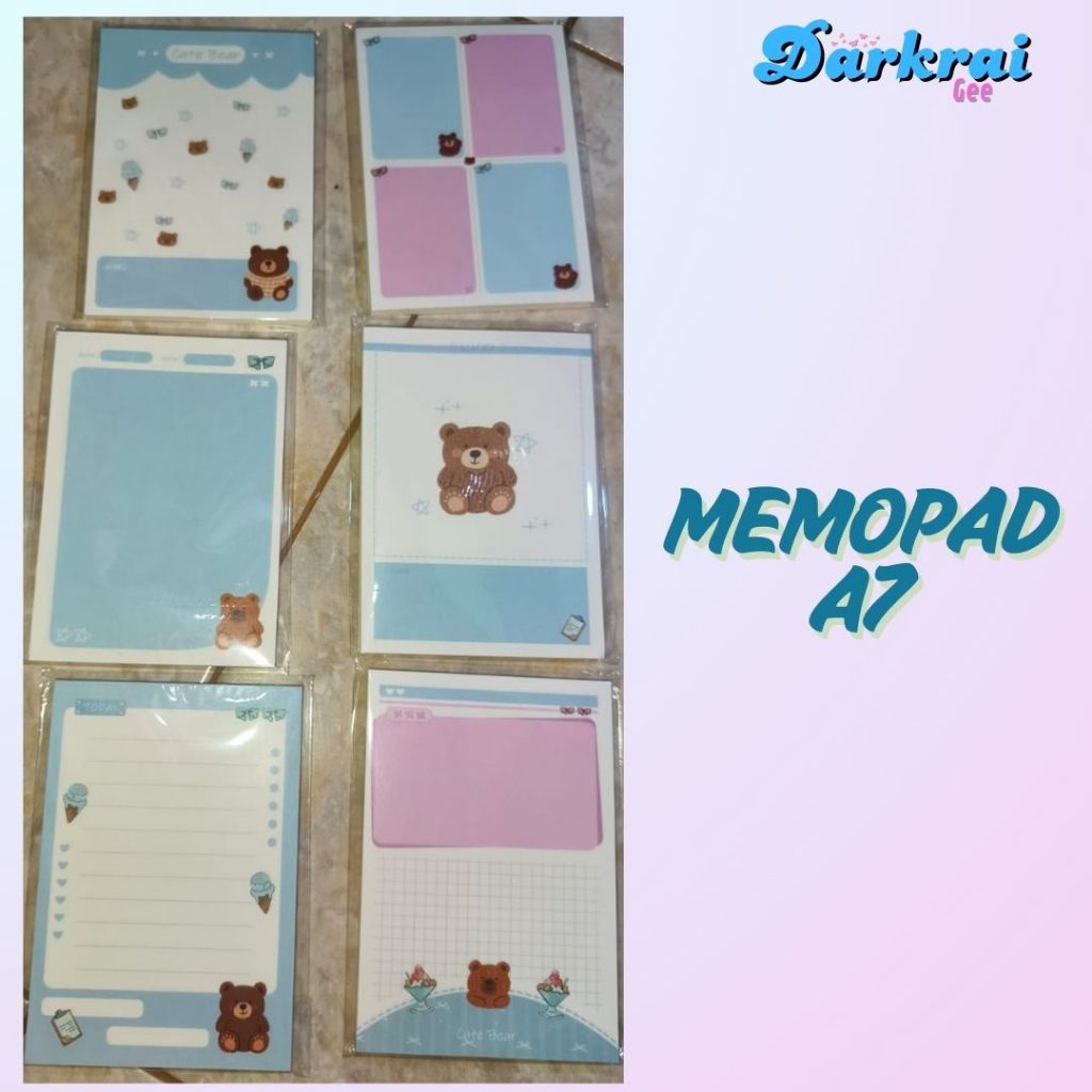 

DarkraiGee - Memo Cute Bear A7 Kertas Memo Karakter Beruang Lucu