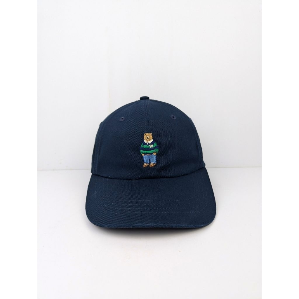 Topi WHO AU Steve Bear Logo Beruang Simpel Skena 6 Panel Navy Blue