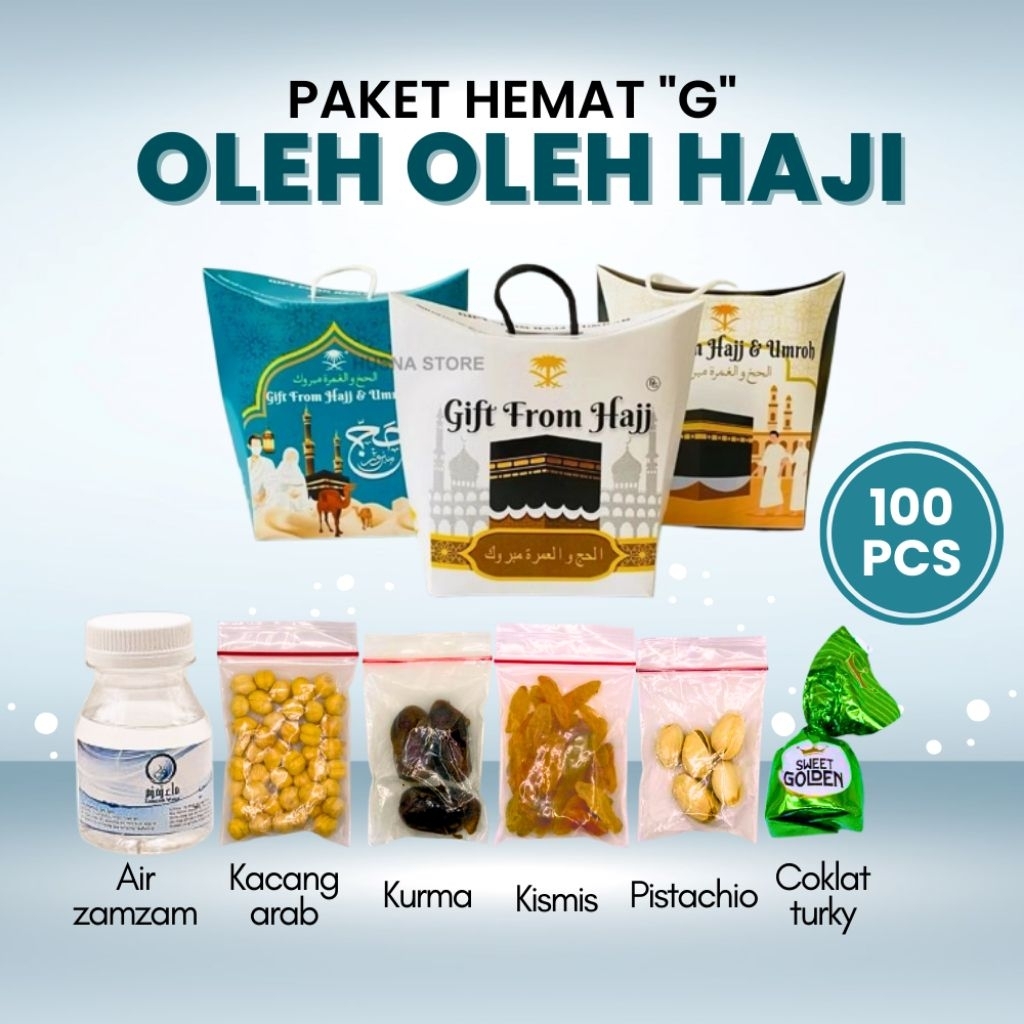 

Paket Hemat 100pcs Oleh-oleh Haji dan Umroh Paket G isi Air Zamzam Dus tali