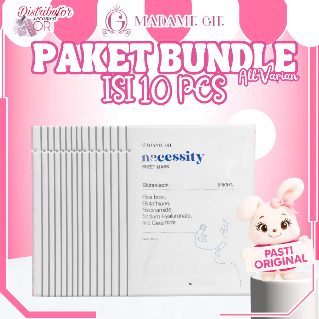 [PAKET ISI 10] Madame Gie Necessity BUNDLE BUNDLING HEMAT Sheet Mask | Masker Wajah 10PC