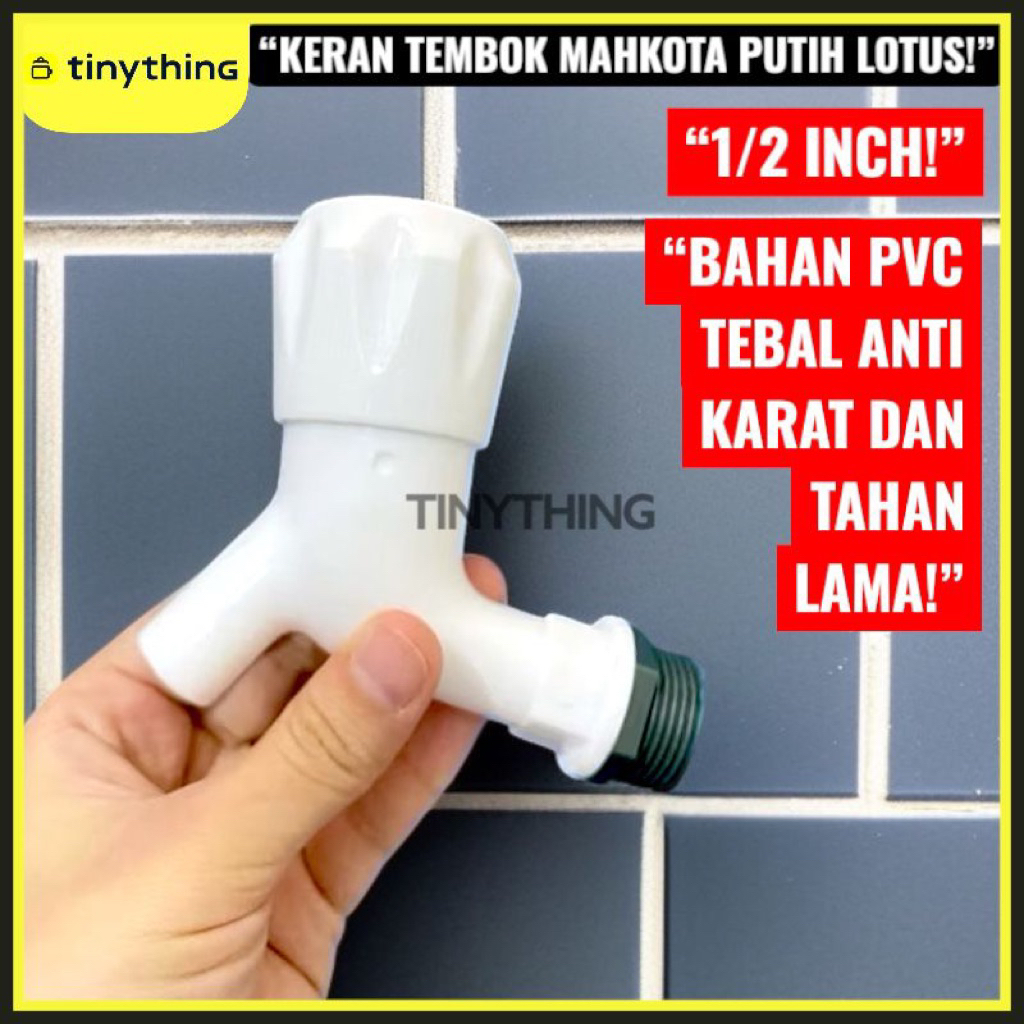 Kran Tembok Taman Cabang Lotus Soligen Jumbo Model Engkol Mahkota PVC Chrome 1/2” / Lotus Soligen Ke