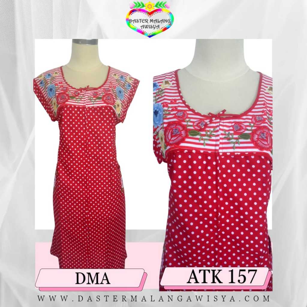 ATK 157 L Daster  Katun Tangan Kecil Bordir Malang Awisya