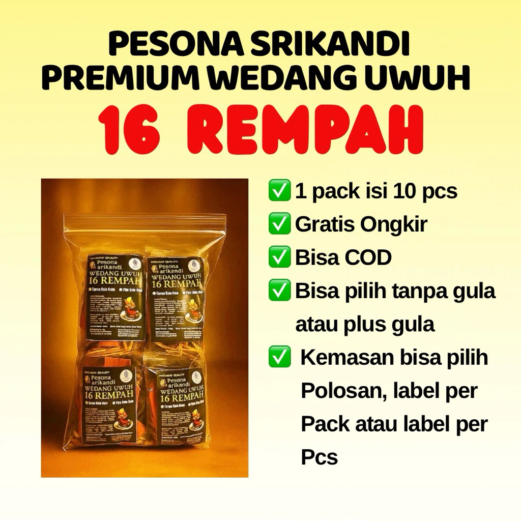 

1 Pack isi 10 pcs Wedang Uwuh Premium 16 Rempah Plus Gula Batu