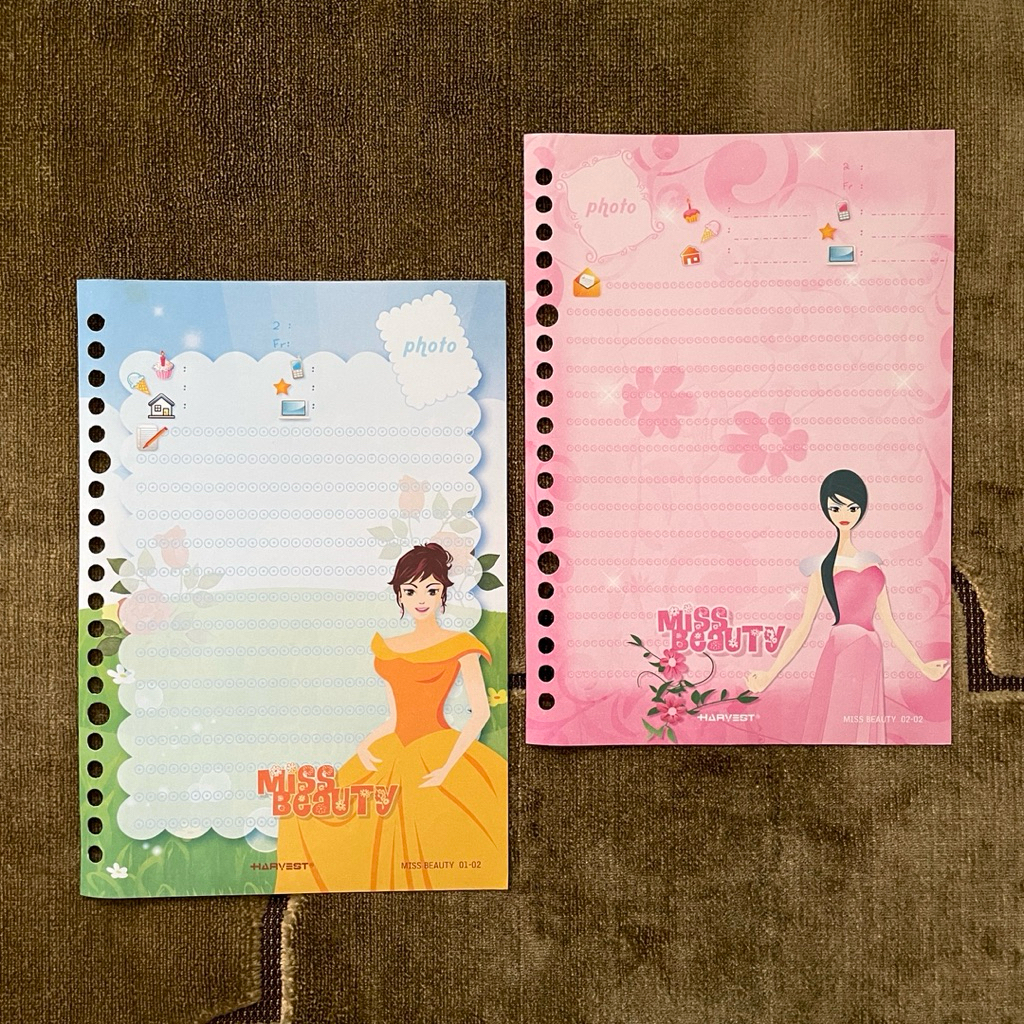 

[HARGA PER LEMBAR, MIN 5 PCS, BISA MIX] Kertas Binder/Loose Leaf Harvest Miss Beauty