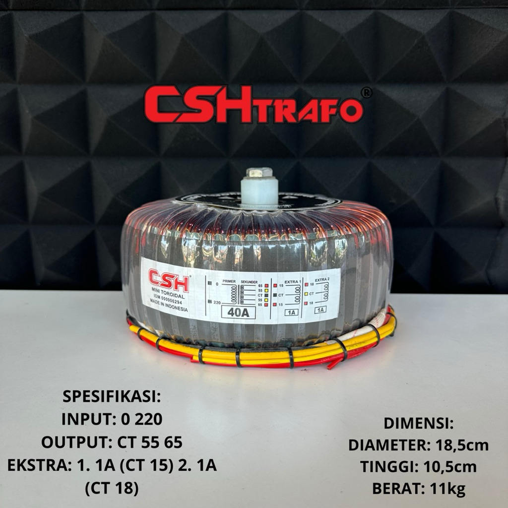 Trafo Mini Toroid CSH 40A CT 65V 100% Tembaga Murni