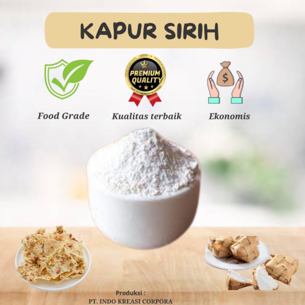 

Kapur Sirih Food Grade – Murni, Halus, Aman untuk Olahan Makanan & Kue 1 kg