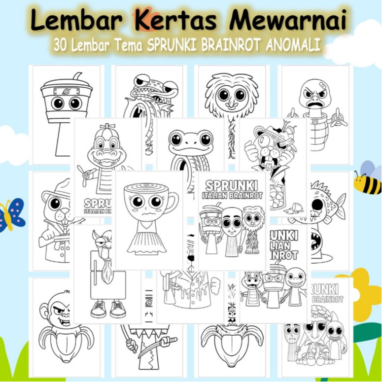 

Kertas Gambar 30 Lembar - Kertas Mewarnai Tema SPRUNKI ANOMALI BRAINROT - Coloring Pages A4 A5