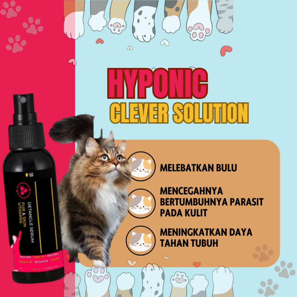 Clever Solution Serum Vitamin Bulu Kucing Spray 100 ML Penumbuh dan Anti Rontok Bulu Kucing Spray He