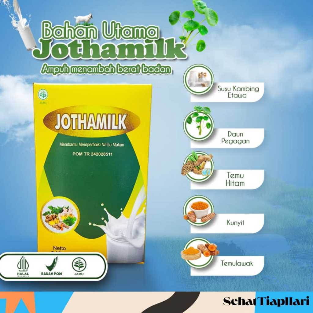 

JothaMilk - Susu Penggemuk Penambah Berat Badan Nafsu Makan Ampuh Tanpa Efek Samping Alami BPOM