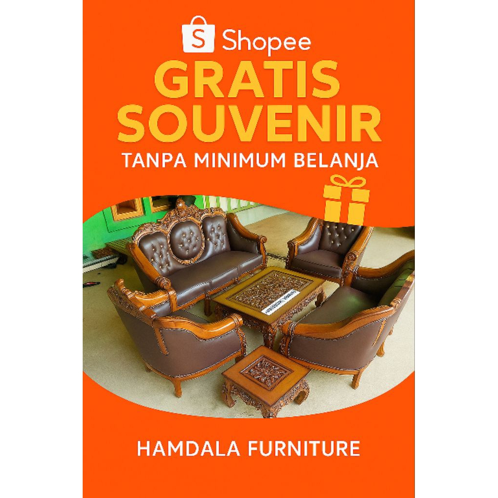 SET KURSI TAMU GANESHA UKIRAN KAYU JATI ASLI JEPARA