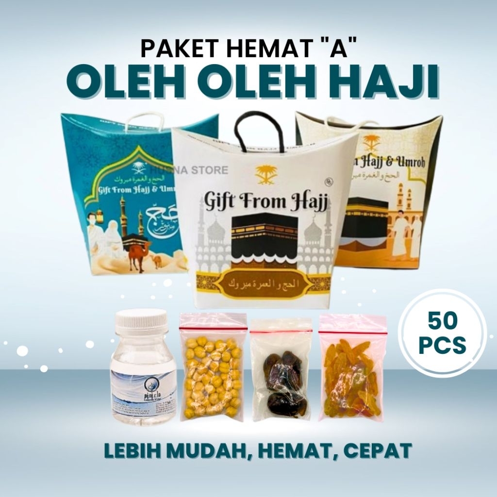 

Grosir Paket Hemat 50pcs Oleh-oleh Haji dan Umroh Paket A isi Air Zamzam Dus tali