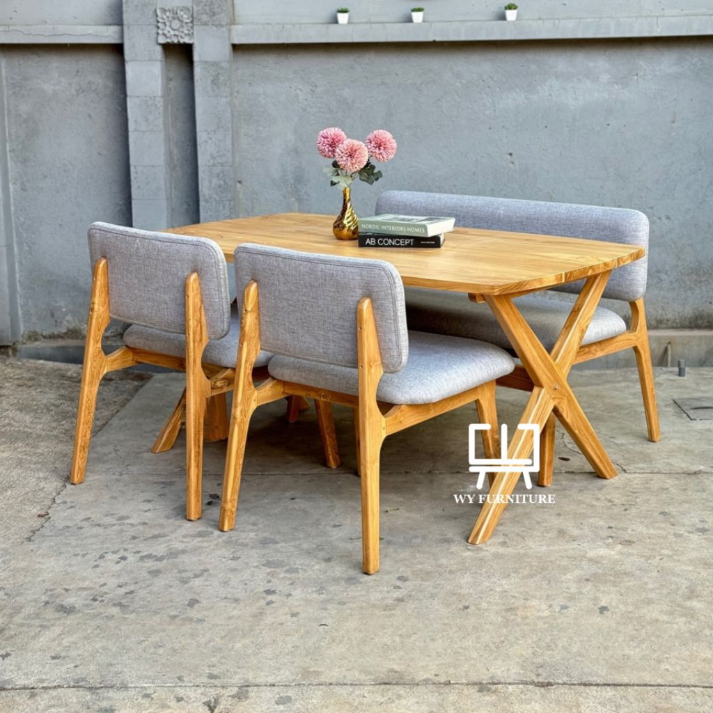 Meja makan minimalis kayu jati, meja makan informa kayu jati, meja makan murah kayu jati