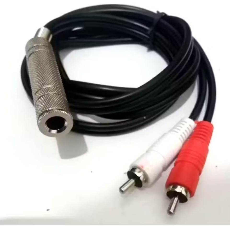 Kabel Sambungan Mic Wireless To Hp Jack Cover Mono 6.5mm To 2 Rca 3.5mm Kabel Antel Berkualitas