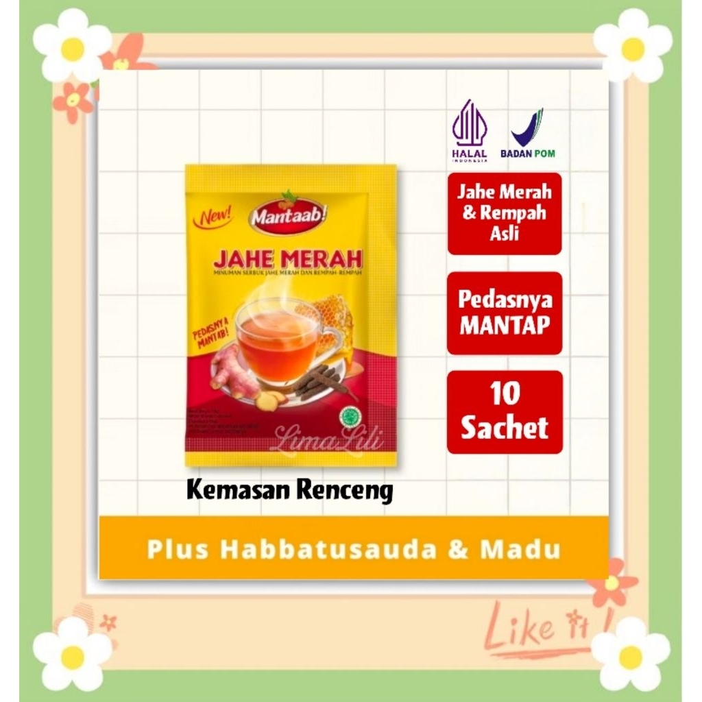 

MANTAAB Jahe Merah Mantap Pedas Renceng isi 10 Sachet Jahe Merah Mantab