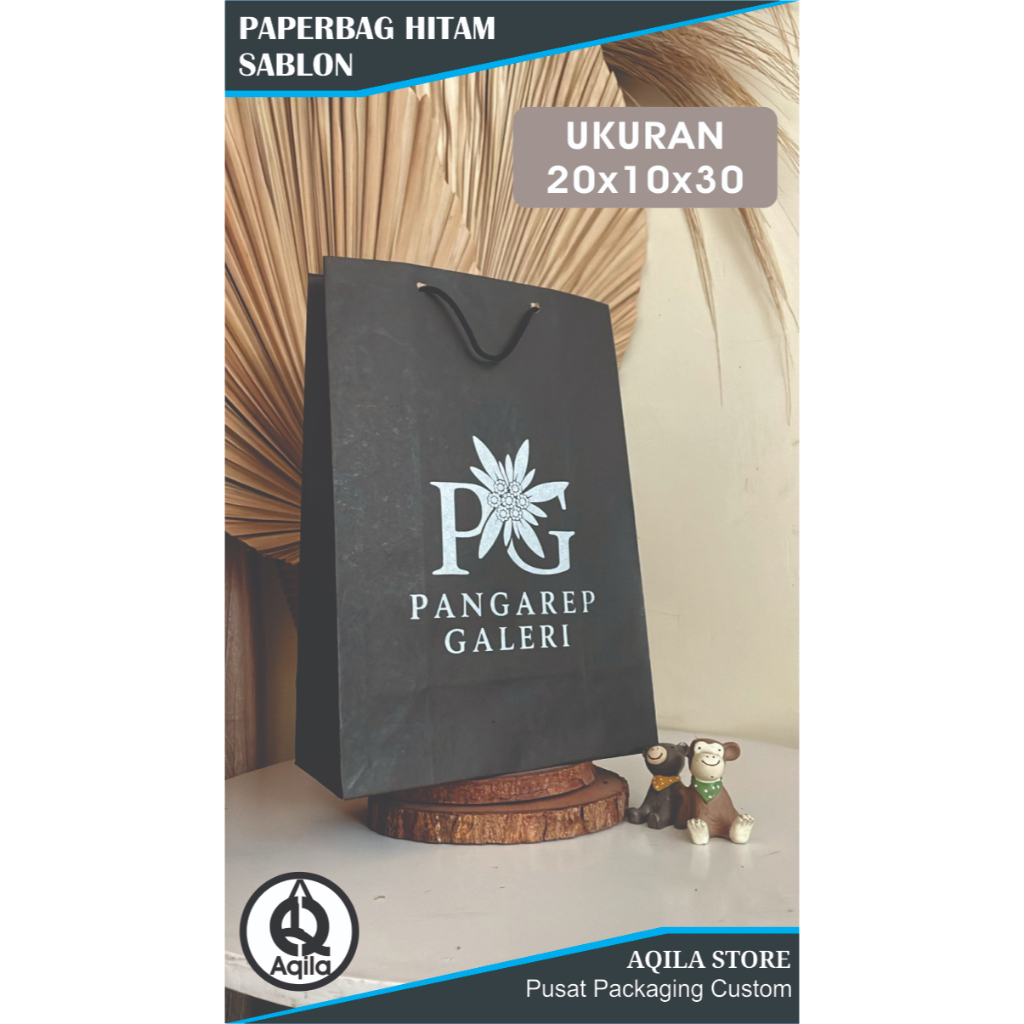 

Paperbag hitam custom sablon 20x10x30