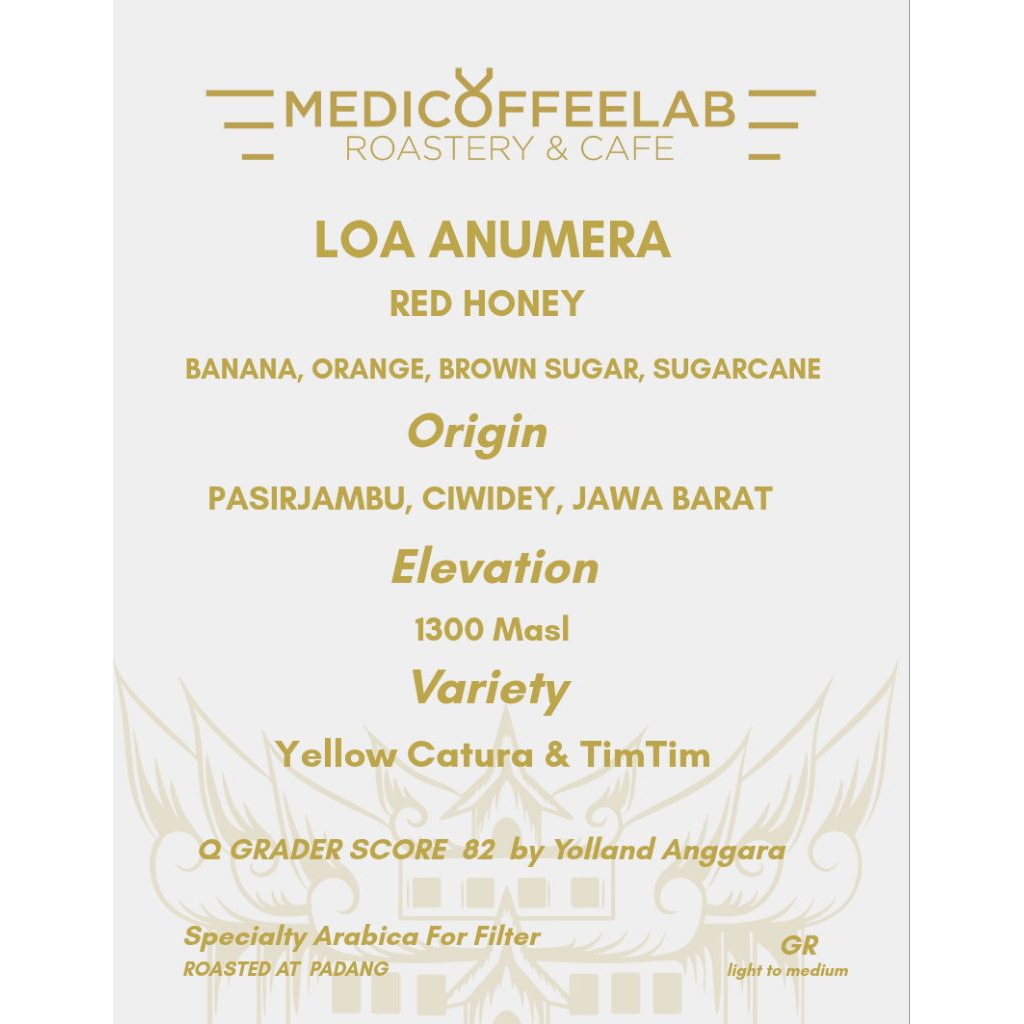 

Arabica Specialty Loa Anumera Red Honey/200gr/ Coffe