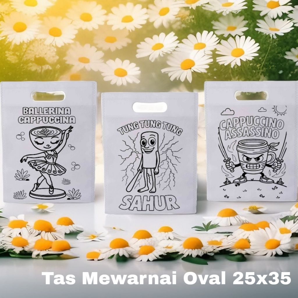 

Tas Spunbond Mewarnai Anak 25x35cm | Goodie Bag Mewarnai | Tas Lukis Anak / Tas Oval Mewarnai