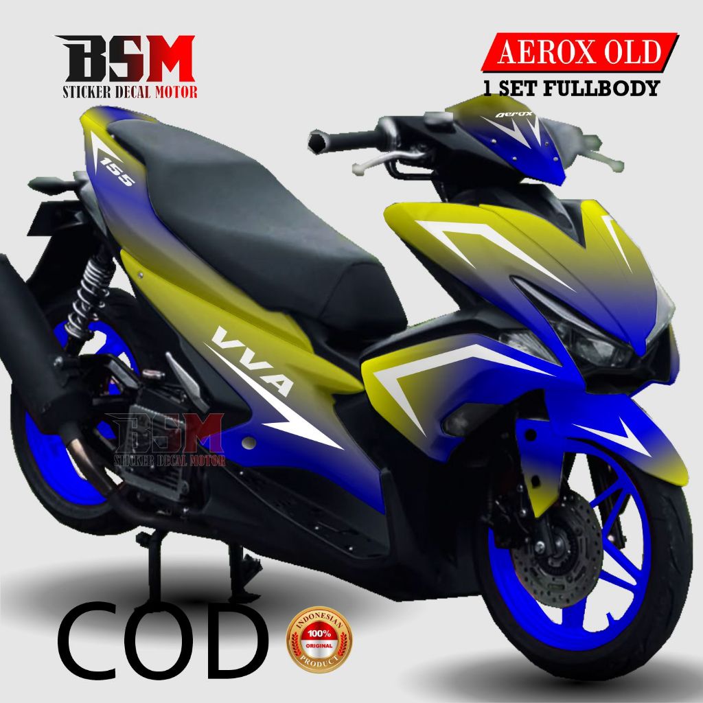 Decal Aerox Old 155 Sticker Custom Fullbody Basic Kuning Gradasi
