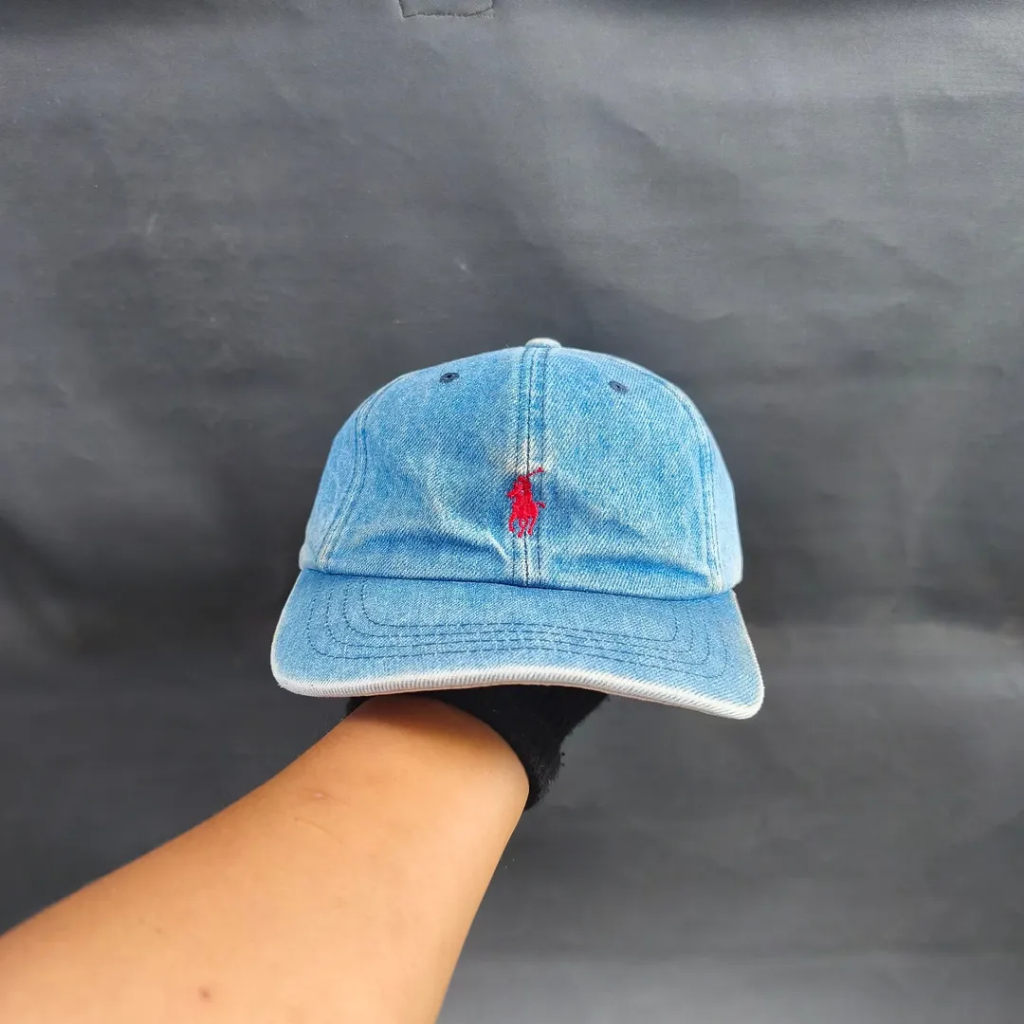 Topi Vintage Simple Cap Unisex Pria Wanita POLO RALPH LAUREN Denim