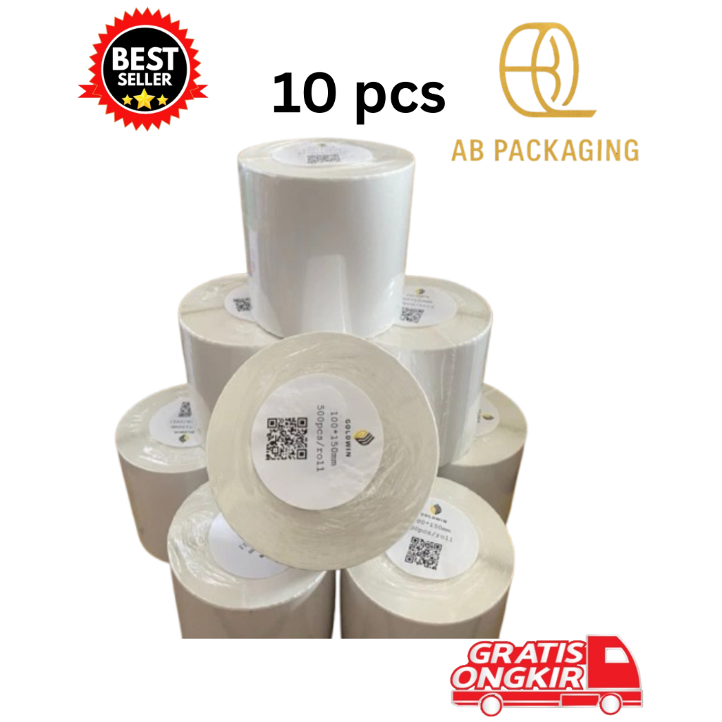 

Label Barcode 10pcs 100x150MM Goldwin / Sticker Thermal Resi ISI 500 Lembar