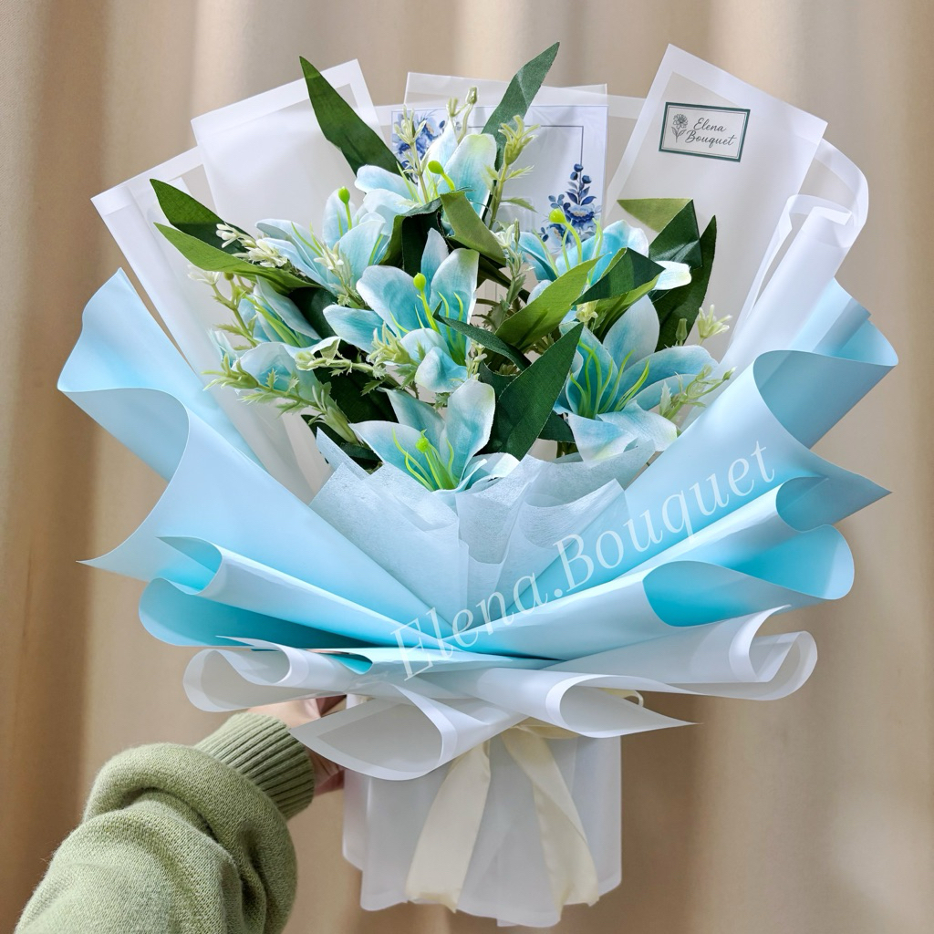 7 Tangkai Lily Buket Bunga Lily / Buket Bunga Palsu / Buket Bunga Artificial / Buket Wisuda