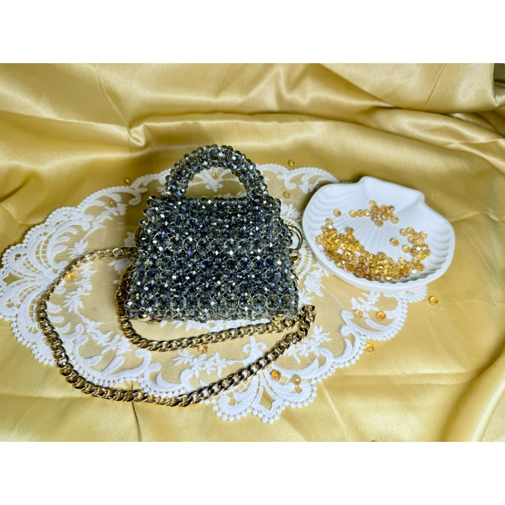 MINI BAG black | crystal beads | beaded bags | handmade beads | beaded crafts