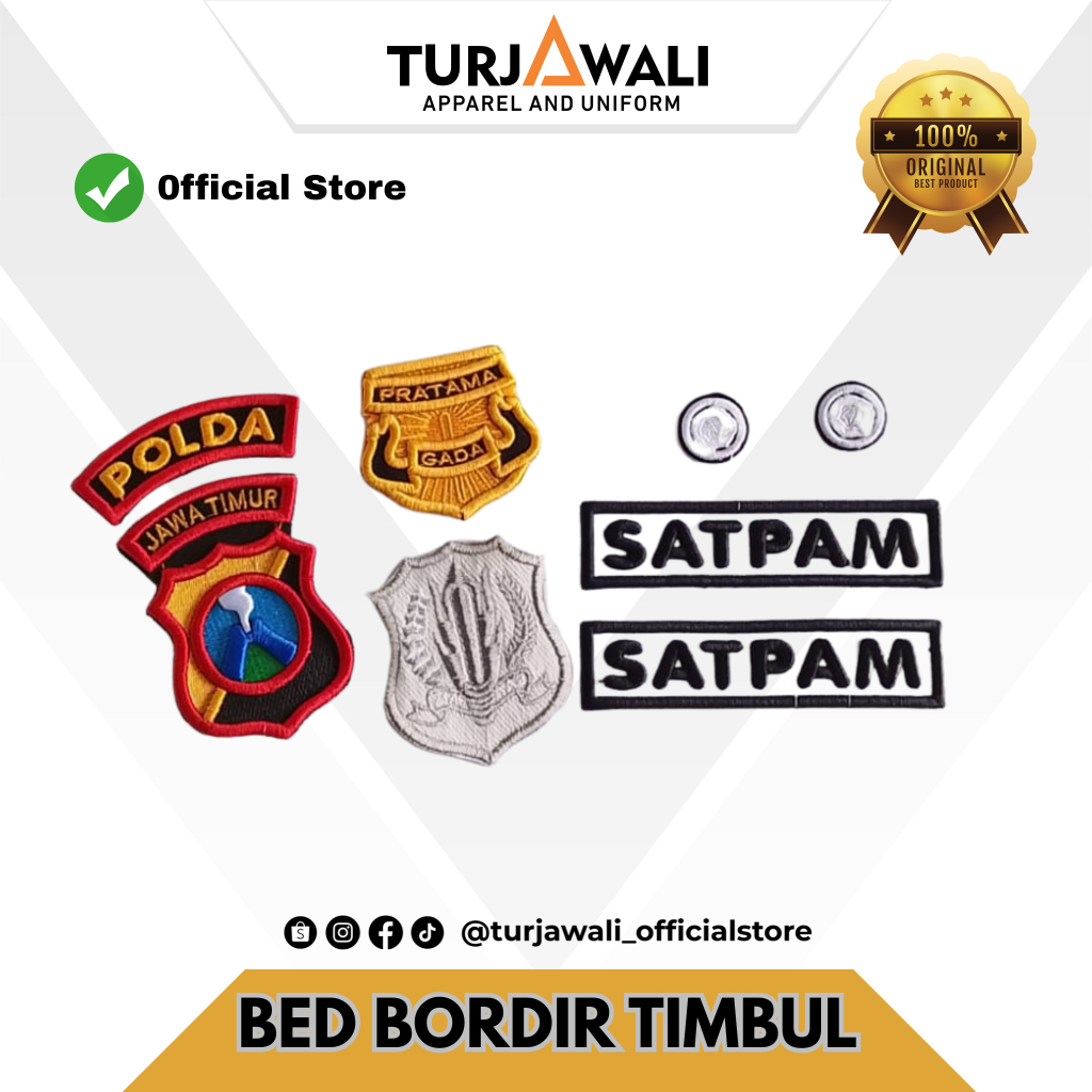 BET BORDIR SATPAM TIMBUL 3D SATUAN/SET / Logo Satpam Bordir Timbul