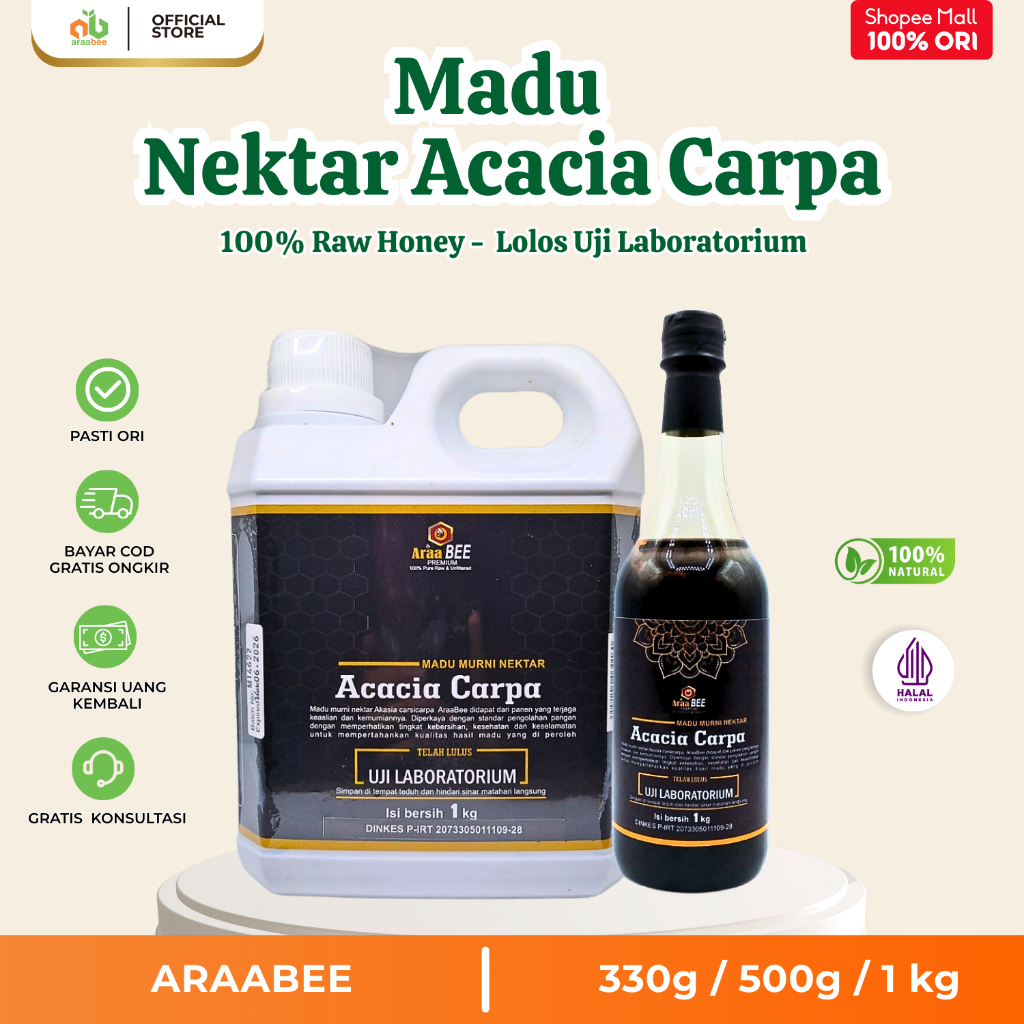 

Madu Acacia Carpa Akasia Murni 1kg ARAABEE Asli 100% Tanpa Campuran RAW Honey Unfiltered