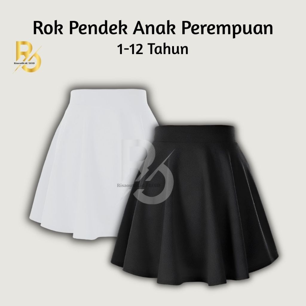 Rok Pendek Anak Perempuan 1-12 Tahun Bahan Spandek / Rok Mini Anak / Rok Olahraga Anak Warna Hitam