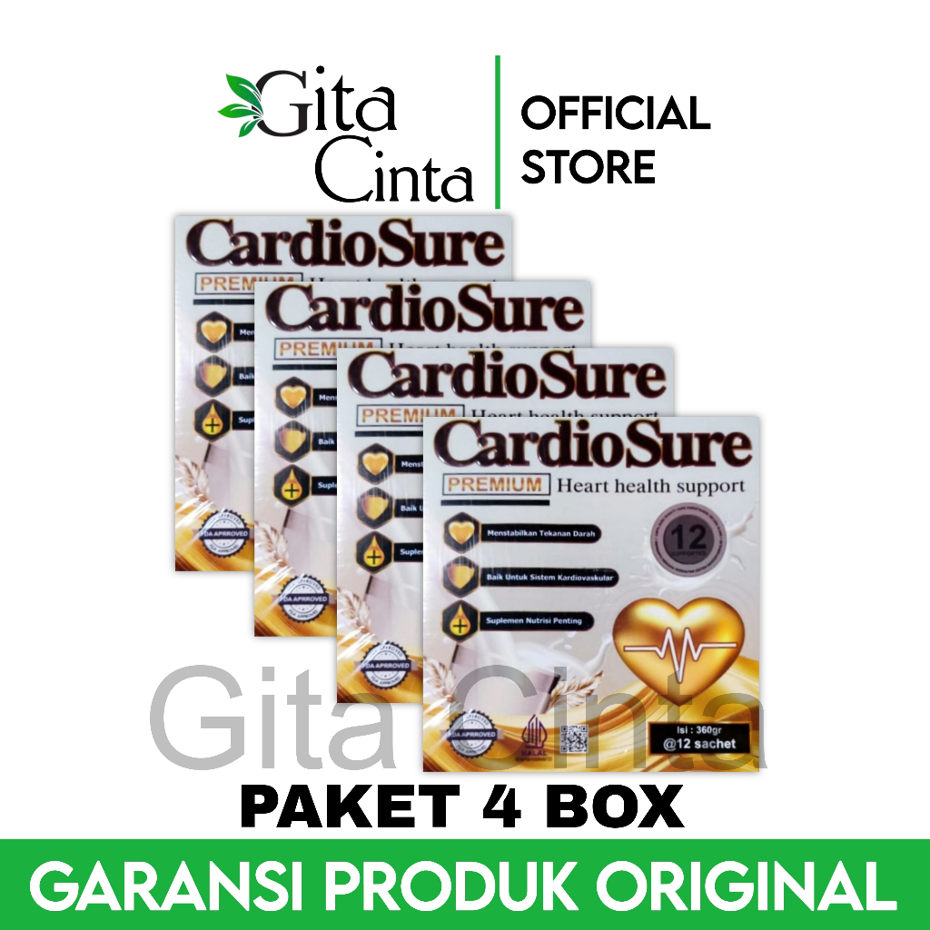 

4 Box Cardiosure Susu Hipertensi Jantung Koroner Stroke Kolesterol Darah Tinggi BPOM Original Asli