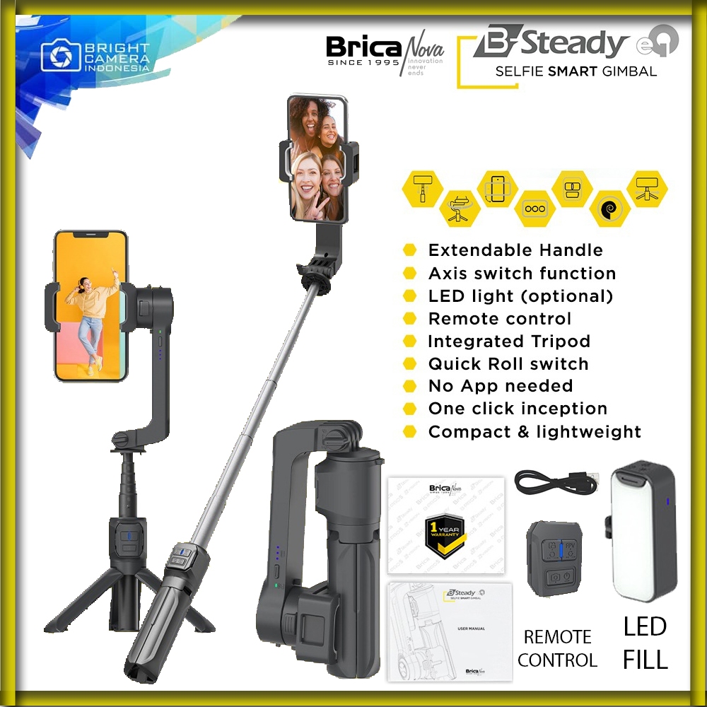 Brica BSteady eQ - B-Steady eQ - Selfie Smart Gimbal - Black