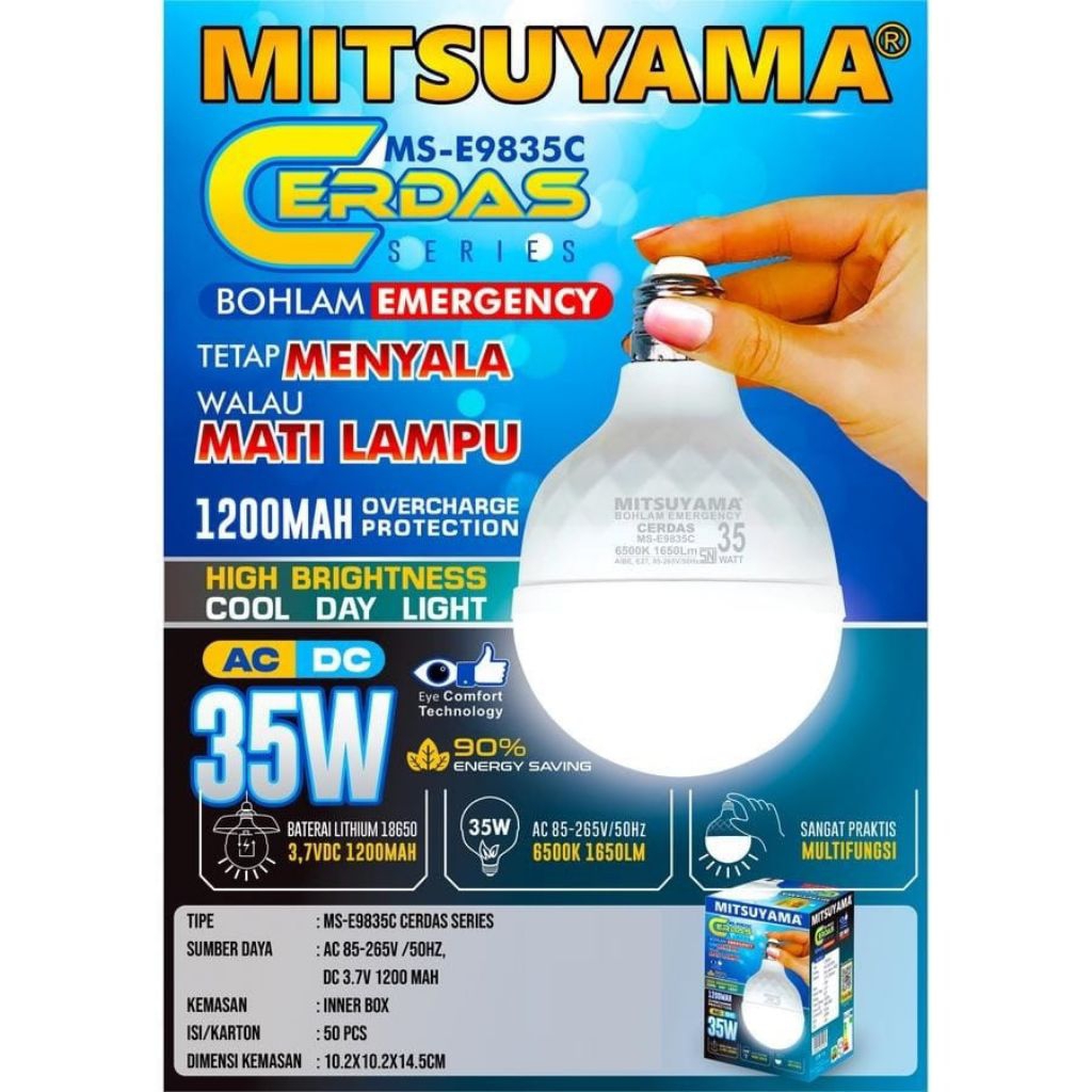 MITSUYAMA LAMPU EMERGENCY LAMPU OTOMATIS MATI LAMPU HIDUP 35WATT