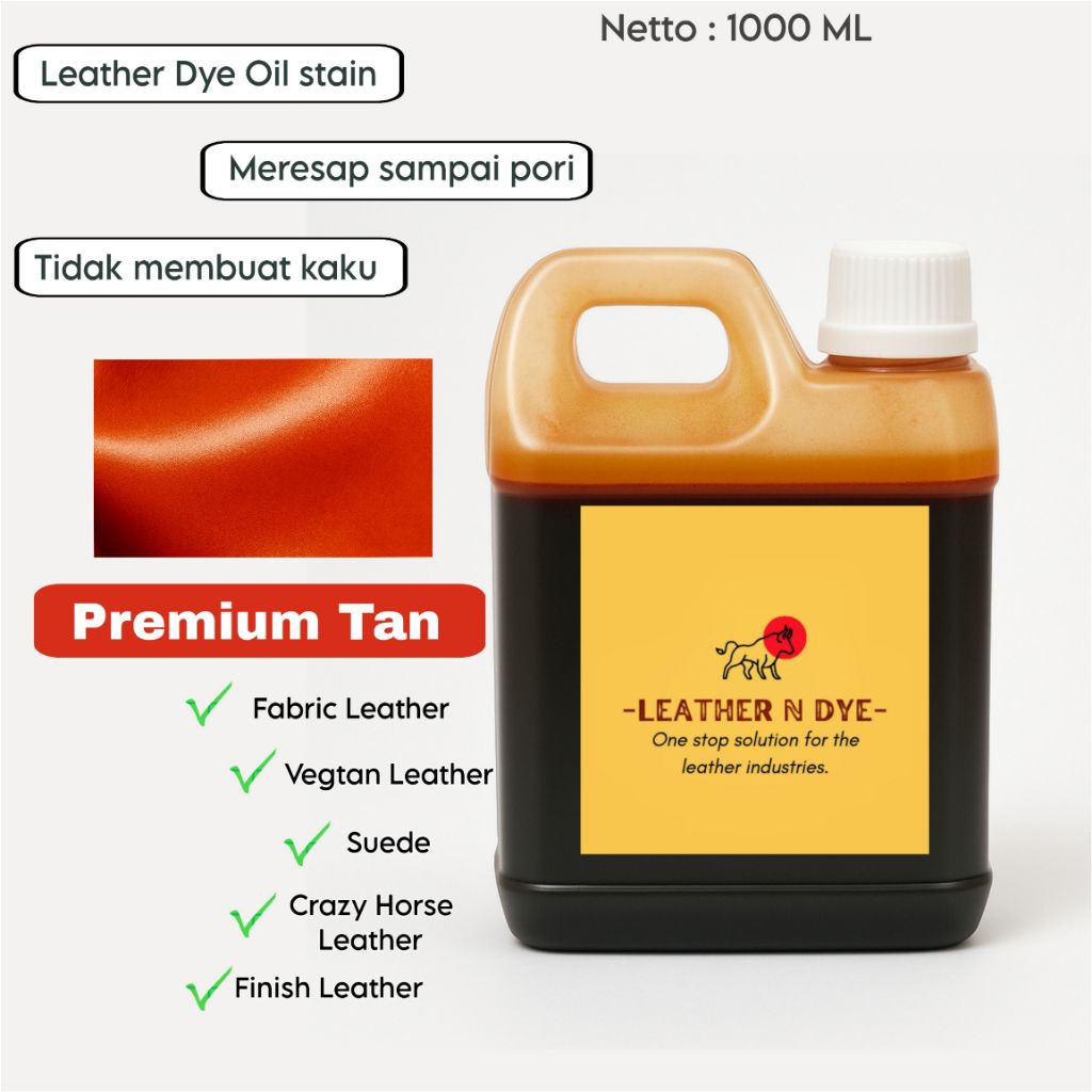 Cat Kulit Leather Dye Pro Oil Stain isi 1 liter/Cat Kulit Vegtan/Nabati/Tas Kulit/Sofa Kulit Warna T