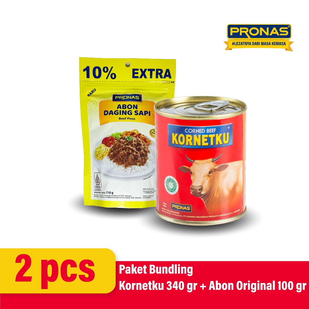

PRONAS Paket Bundling Kornetku Kornet Sapi 340 gr & Abon Sapi Original 100 gr