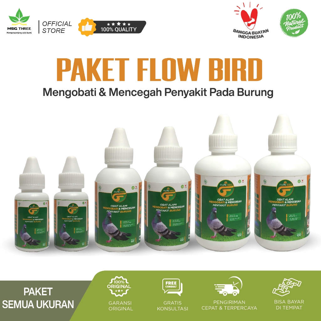 PAKET Flow Bird Obat Jamu Herbal Mencegah dan Mengobati penyakit Burung Merpati Perkutut Kicau Hias