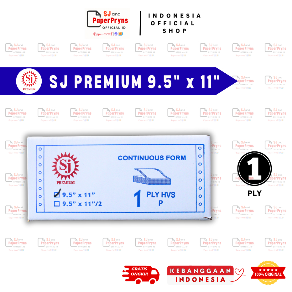 

SJ PREMIUM Kertas Continuous Form 9,5" × 11" (1 PLY) HVS Sheets