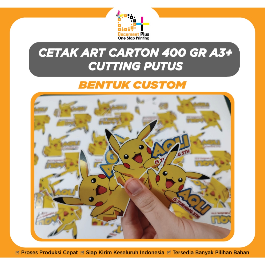 

Cetak Kertas AC 400 Gsm / Print Art Carton 400 Gr Ukuran A3 + Full Colour Potong Bentuk