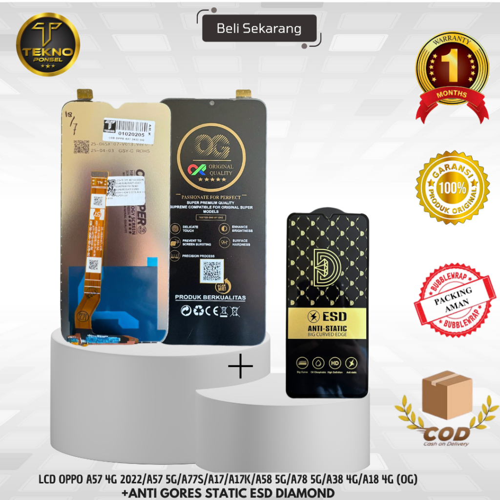LCD UNIVERSAL OPPO A57 4G 2022/A57 5G/A77S/A17/A17K/A58 5G/A78 5G/A38 4G/A18 4G (OG)+ANTI GORES ESD 