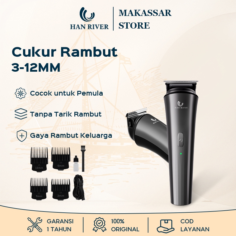 HAN RIVER Alat Cukur Rambut Alat Cukur Kumis Dan Jenggot Mesin Potong Rambut