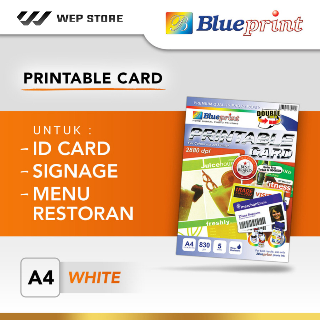

Blueprint Printable Card / ID CARD / Kartu Member A4 White