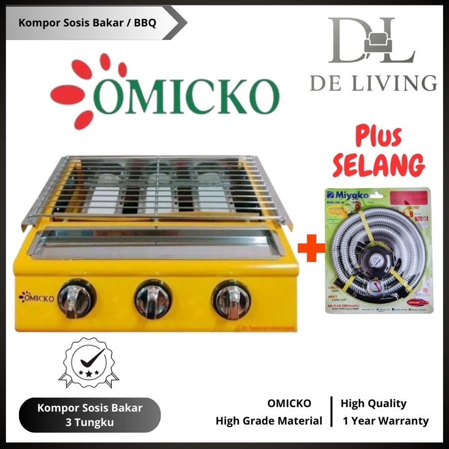 Omicko Kompor Pemanggang Sosis 3 Tungku - Kompor Pemanggangan Sosis, Ayam, Daging - Kompor BBQ