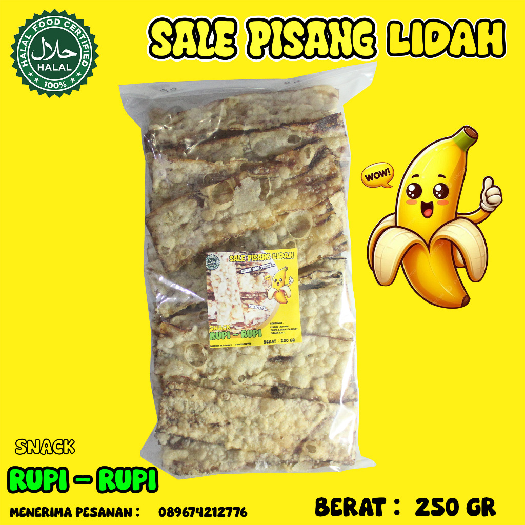 

Rupi-Rupi Snack Sale Pisang Lidah Krispy berat 250gr
