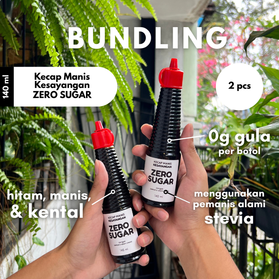 

2 PCS - Kecap Manis Kesayangan Zero Sugar 140 ml - Stevia Bebas Gula, Rendah Kalori, & DEBM Friendly